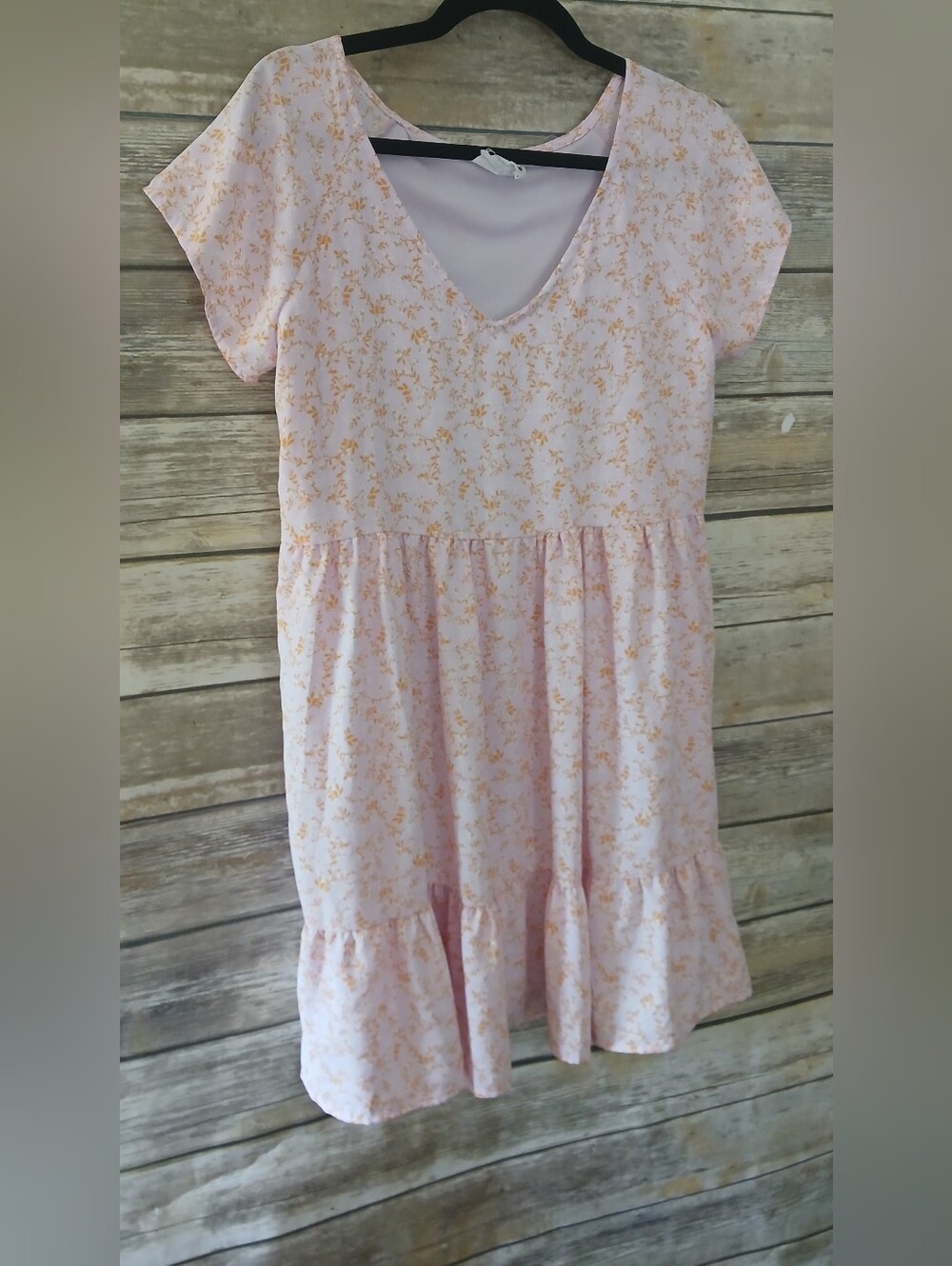 Floral V-Neck Ruffle Hem Casual Dress - Pink